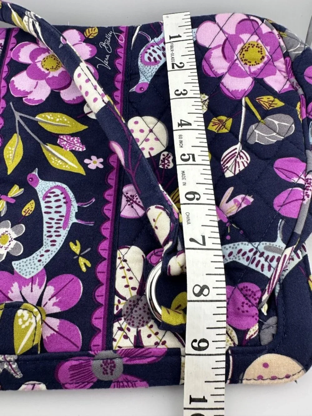 Vera Bradley Floral Nightingale Alice Handbag Bag Kisslock Quilted Purple Floral